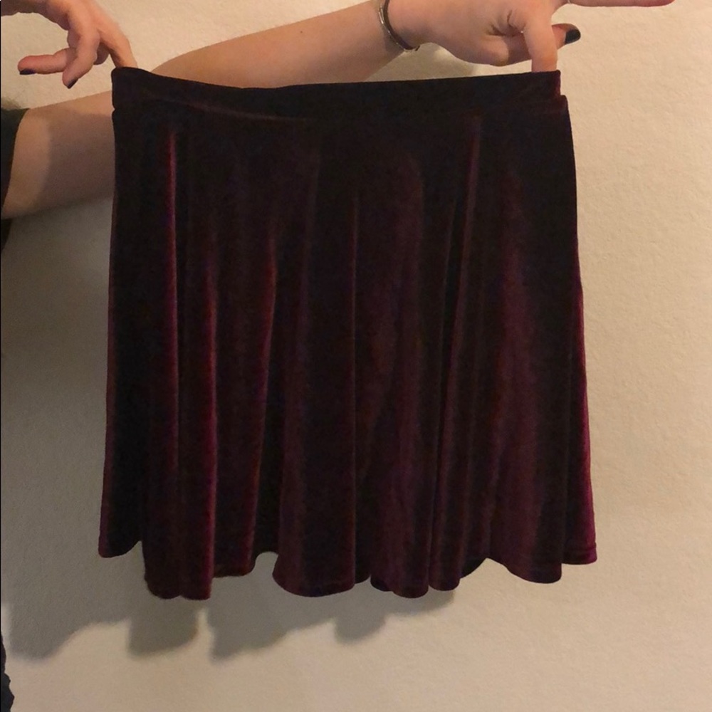 Crushed velvet maroon skater skirt!